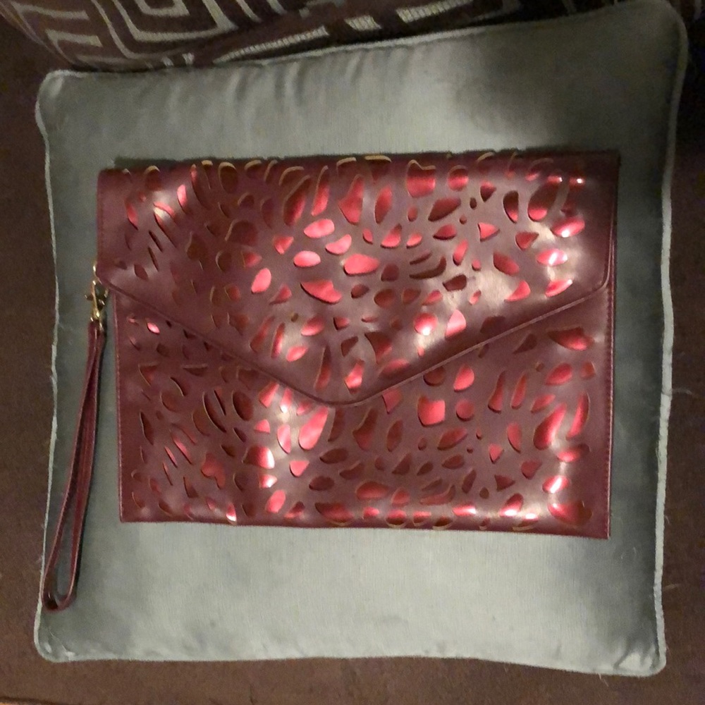 Burgundy envelope style clutch/bag